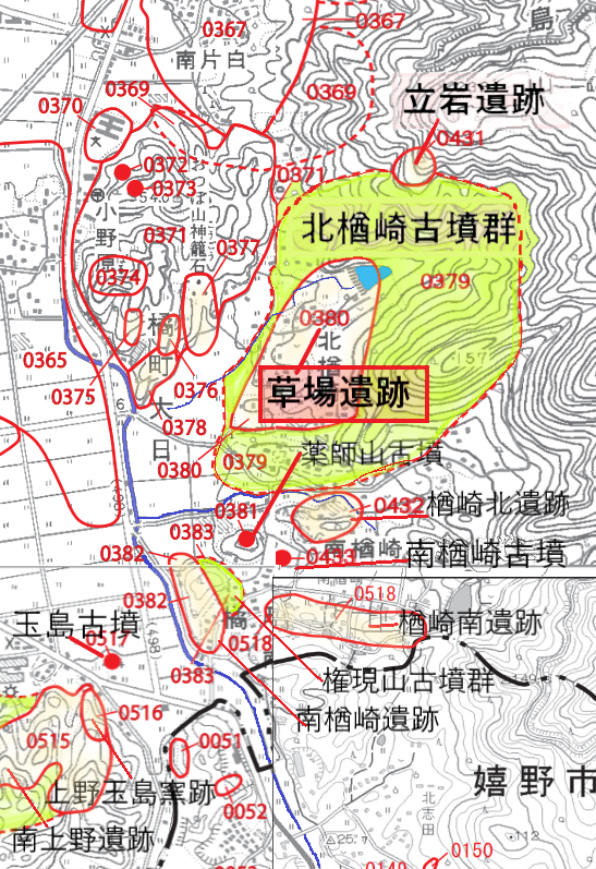 図１ おつぼ山周辺遺跡地図